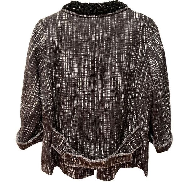 J. Crew Blazer Womens 4 Collection Gray Double Breasted Beaded Dark Academia - Picture 2 of 10